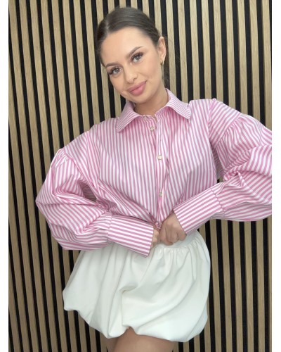 Koszula w paski z kółkiem na plecach La Milla różowa