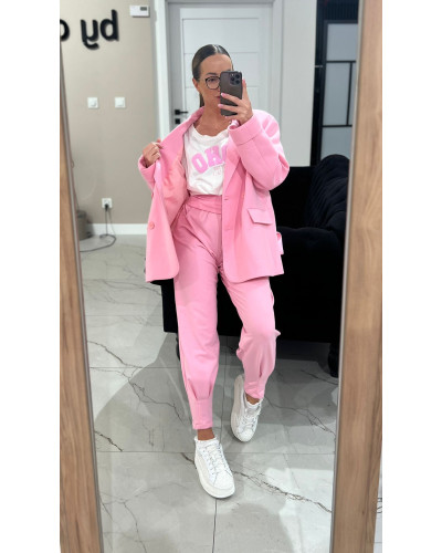 Spodnie dresowe z wywijaną gumą By o la la...! sugar pink