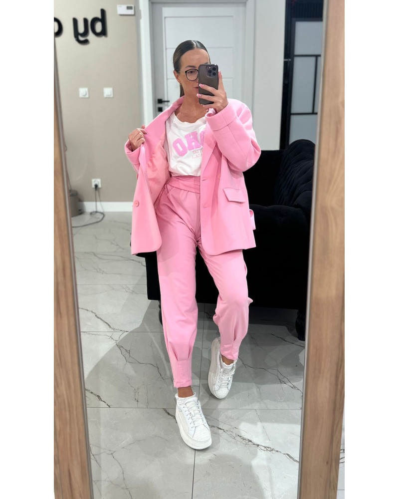 Spodnie dresowe z wywijaną gumą By o la la...! sugar pink