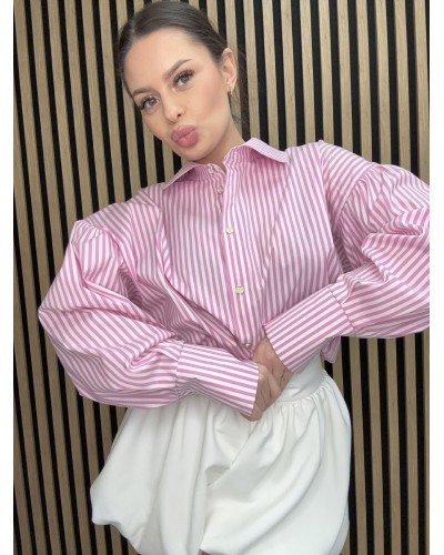 Koszula w paski z kółkiem na plecach La Milla różowa