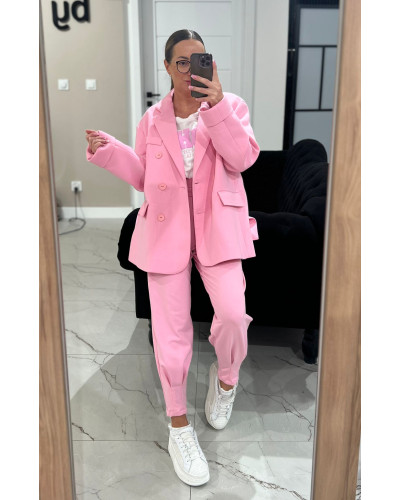 Spodnie dresowe z wywijaną gumą By o la la...! sugar pink