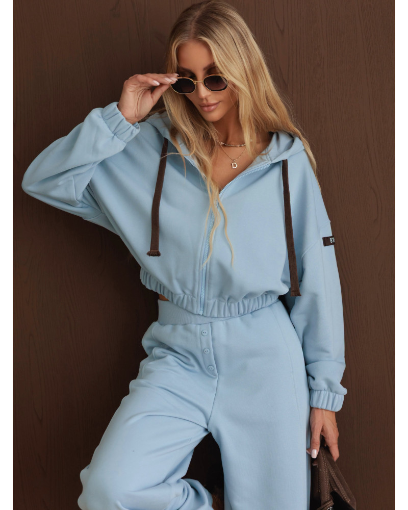 Bluza na zamek z naszywką By o la la...! stone blue