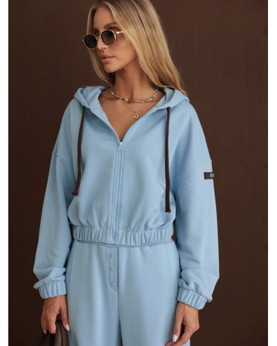 Bluza na zamek z naszywką By o la la...! stone blue