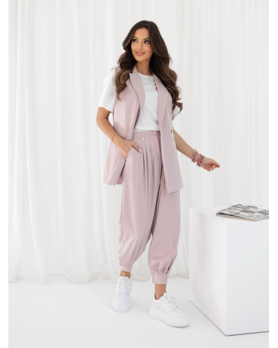 Spodnie materiałowe z medalikiem By o la la...! pudrowy róż