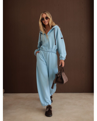 Bluza na zamek z naszywką By o la la...! stone blue