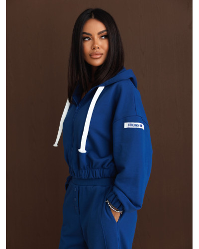 Bluza na zamek z naszywką By o la la...! navy
