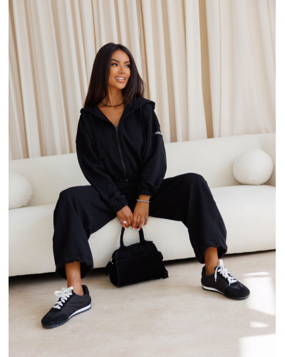 Bluza na zamek z naszywką By o la la...! czarna