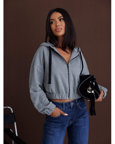 Bluza na zamek z naszywką By o la la...! smoke gray