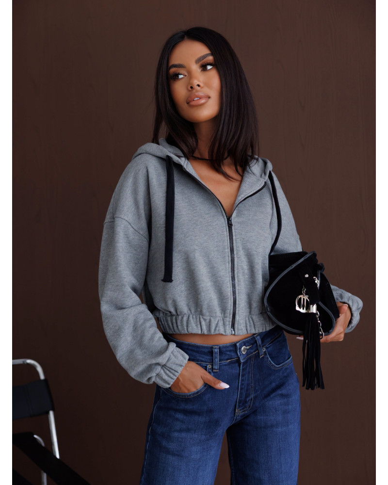 Bluza na zamek z naszywką By o la la...! smoke gray
