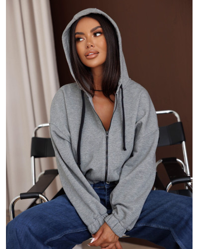 Bluza na zamek z naszywką By o la la...! smoke gray