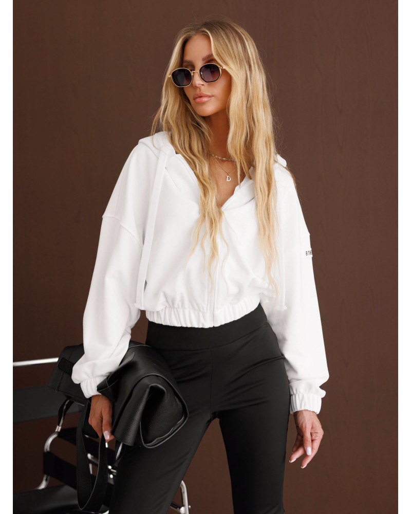 Bluza na zamek z naszywką By o la la...! perła