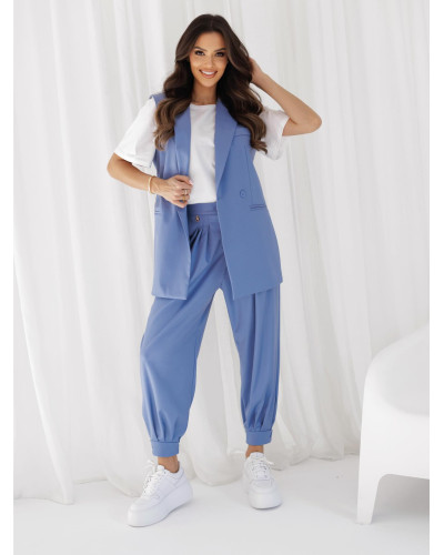 Spodnie materiałowe z medalikiem By o la la...! niebieskie