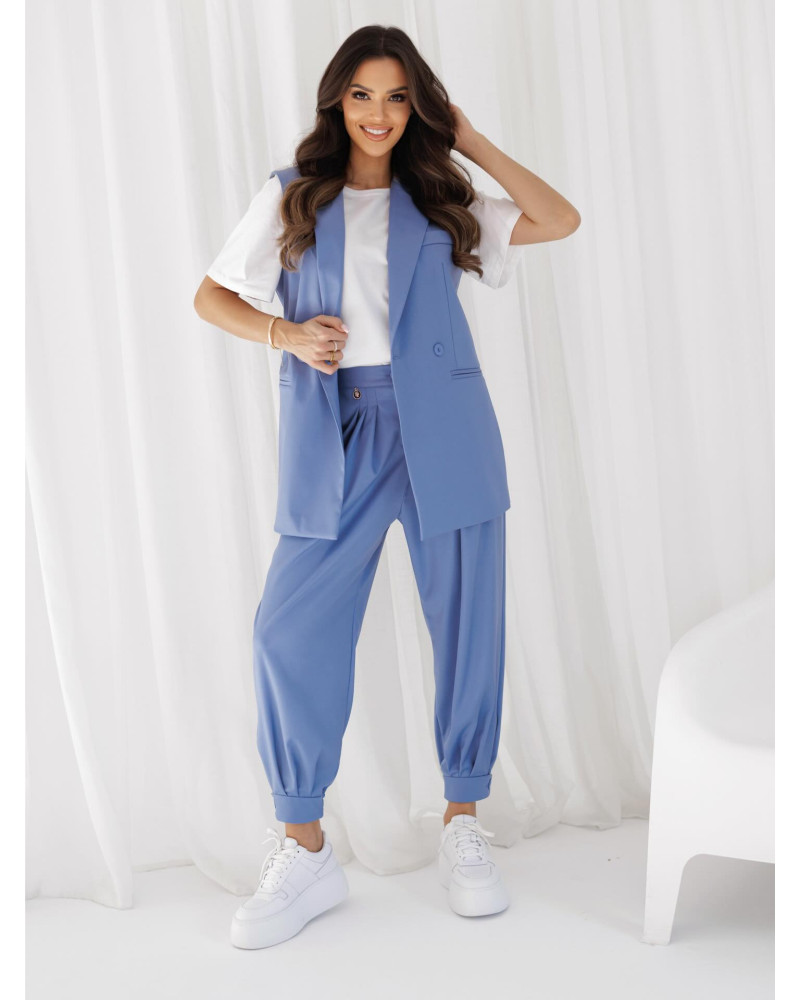 Spodnie materiałowe z medalikiem By o la la...! niebieskie