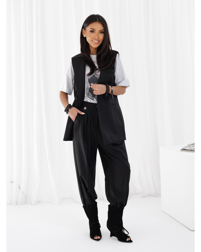 Spodnie materiałowe z medalikiem By o la la...! czarne