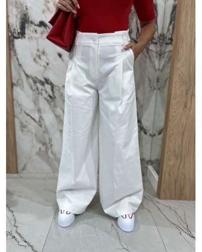 Spodnie materiałowe z zakładką By o la la...! śmietankowe