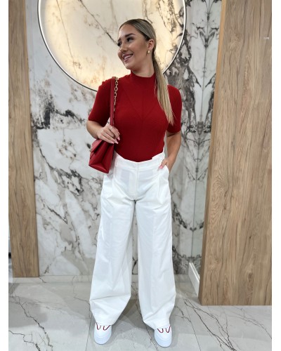 Spodnie materiałowe z zakładką By o la la...! śmietankowe