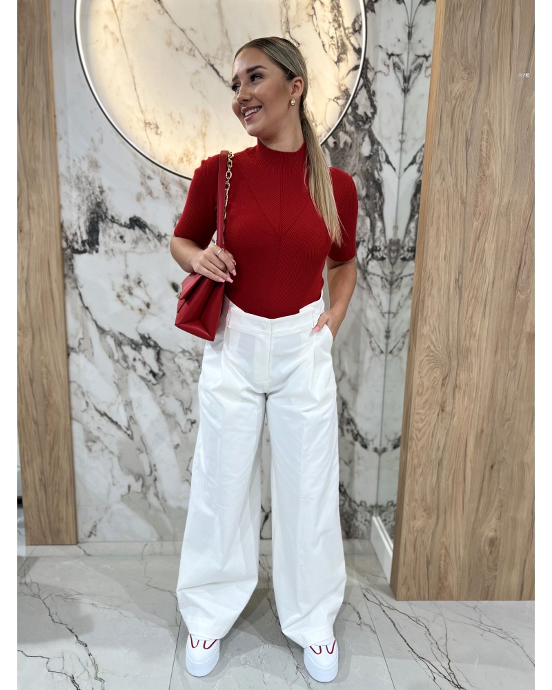 Spodnie materiałowe z zakładką By o la la...! śmietankowe