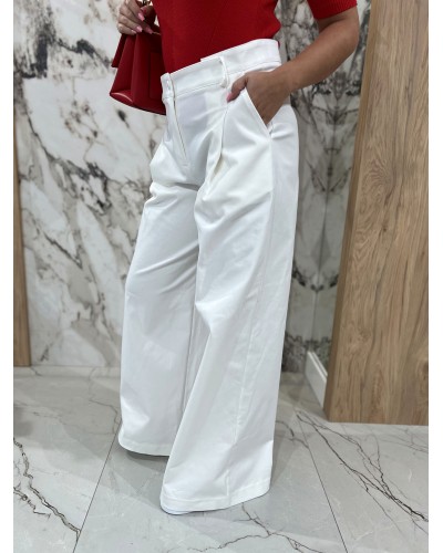 Spodnie materiałowe z zakładką By o la la...! śmietankowe