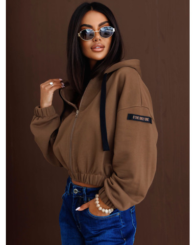 Bluza na zamek z naszywką By o la la...! korzenna