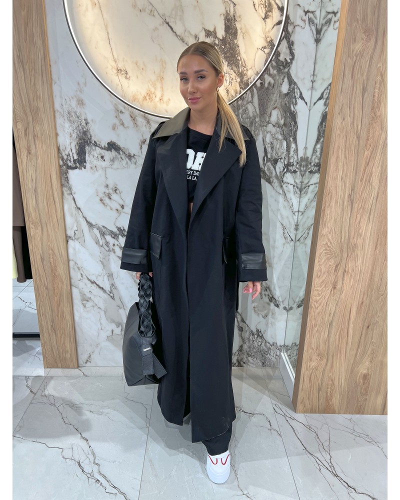 Płaszcz z ekoskórą By o la la...! czarny