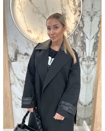 Płaszcz z ekoskórą By o la la...! czarny