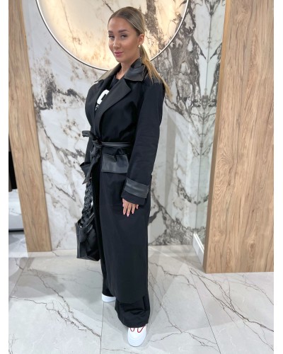 Płaszcz z ekoskórą By o la la...! czarny