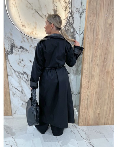 Płaszcz z ekoskórą By o la la...! czarny