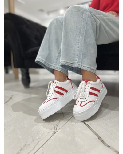 Sneakersy By o la la...! białe z red kiss