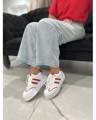 Sneakersy By o la la...! białe z red kiss