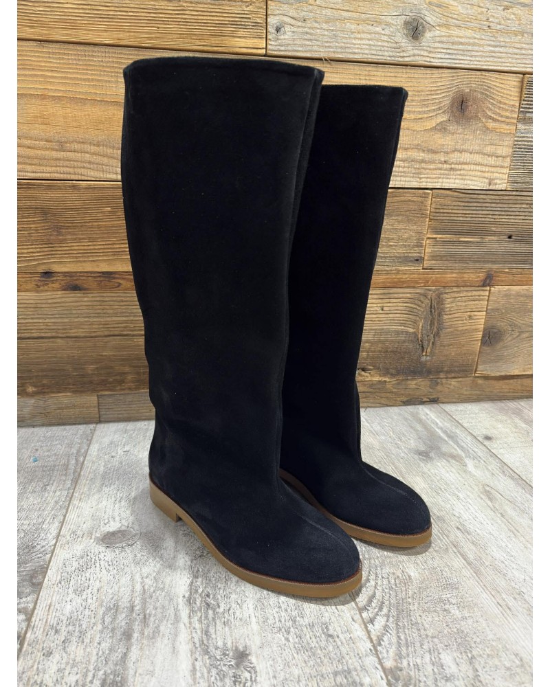 Kozaki zamszowe z szeroką cholewką By o la la...! czarne