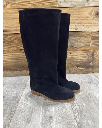 Kozaki zamszowe z szeroką cholewką By o la la...! czarne