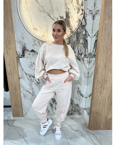 Spodnie dresowe z wywijaną gumką By o la la...! nude