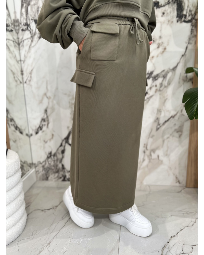 Spódnica dresowa z kieszonkami By o la la...! olive