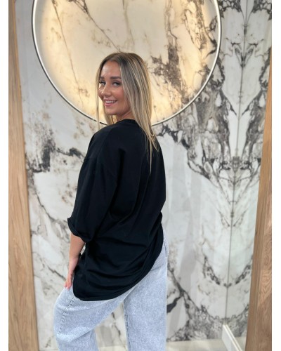 T-shirt z modelką By o la la...! czarny