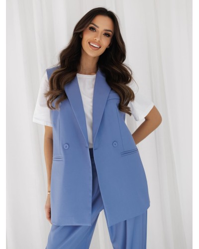 Kamizelka materiałowa z rozcięciem By o la la...! niebieska