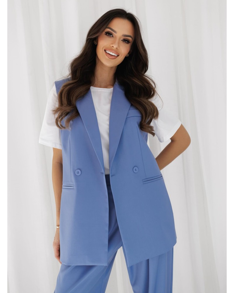 Kamizelka materiałowa z rozcięciem By o la la...! niebieska