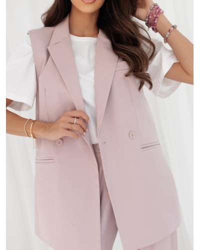 Kamizelka materiałowa z rozcięciem By o la la...! pudrowy róż