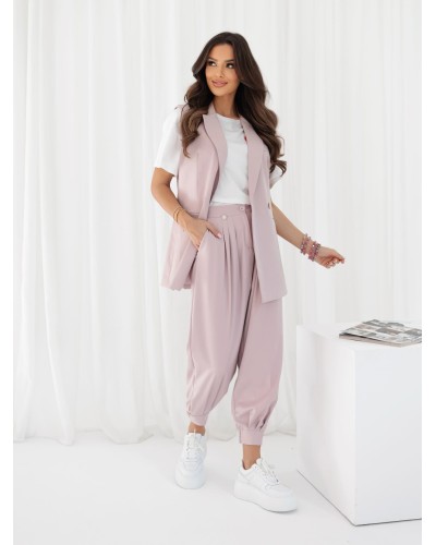 Kamizelka materiałowa z rozcięciem By o la la...! pudrowy róż