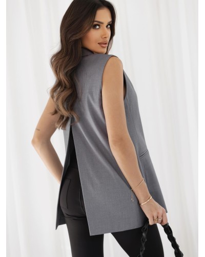 Kamizelka materiałowa z rozcięciem By o la la...! szara