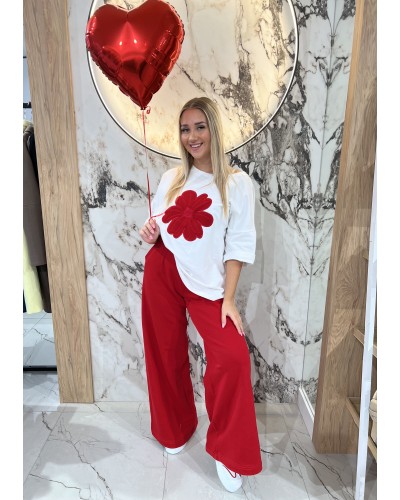 T-shirt stokrotka By o la la...! biały z red kiss