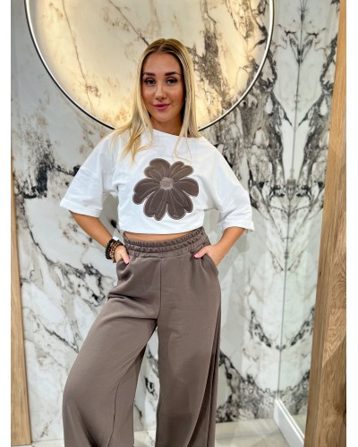 T-shirt stokrotka By o la la...! biały z kakao