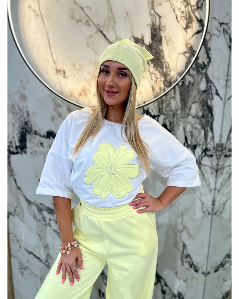 T-shirt stokrotka By o la la...! biały z sunshine