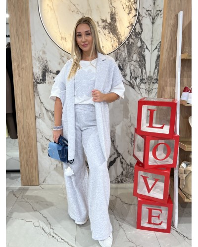 Spodnie dresowe z szeroką nogawką By o la la...! szary melanż