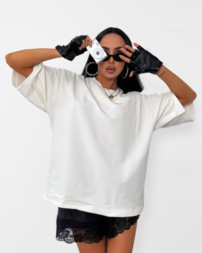 T-shirt z logo La Milla ecru