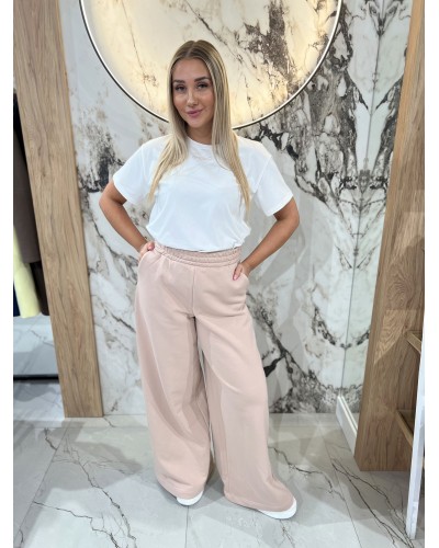 Spodnie dresowe z szeroką nogawką By o la la...! nude