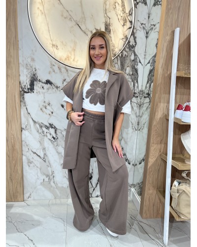 Spodnie dresowe z szeroką nogawką By o la la...! kakao