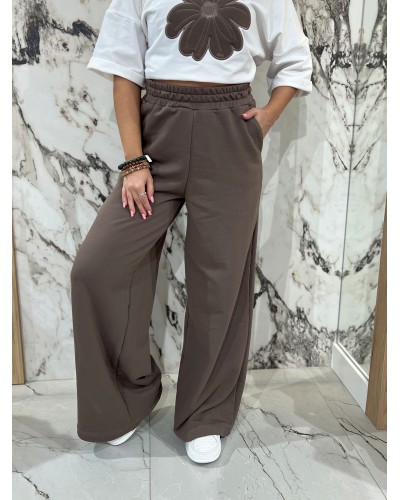 Spodnie dresowe z szeroką nogawką By o la la...! kakao