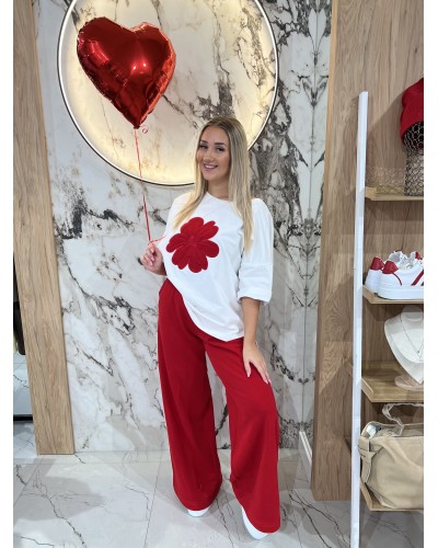 Spodnie dresowe z szeroką nogawką By o la la...! red kiss