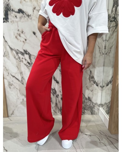 Spodnie dresowe z szeroką nogawką By o la la...! red kiss