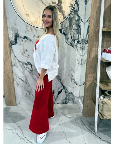 Spodnie dresowe z szeroką nogawką By o la la...! red kiss